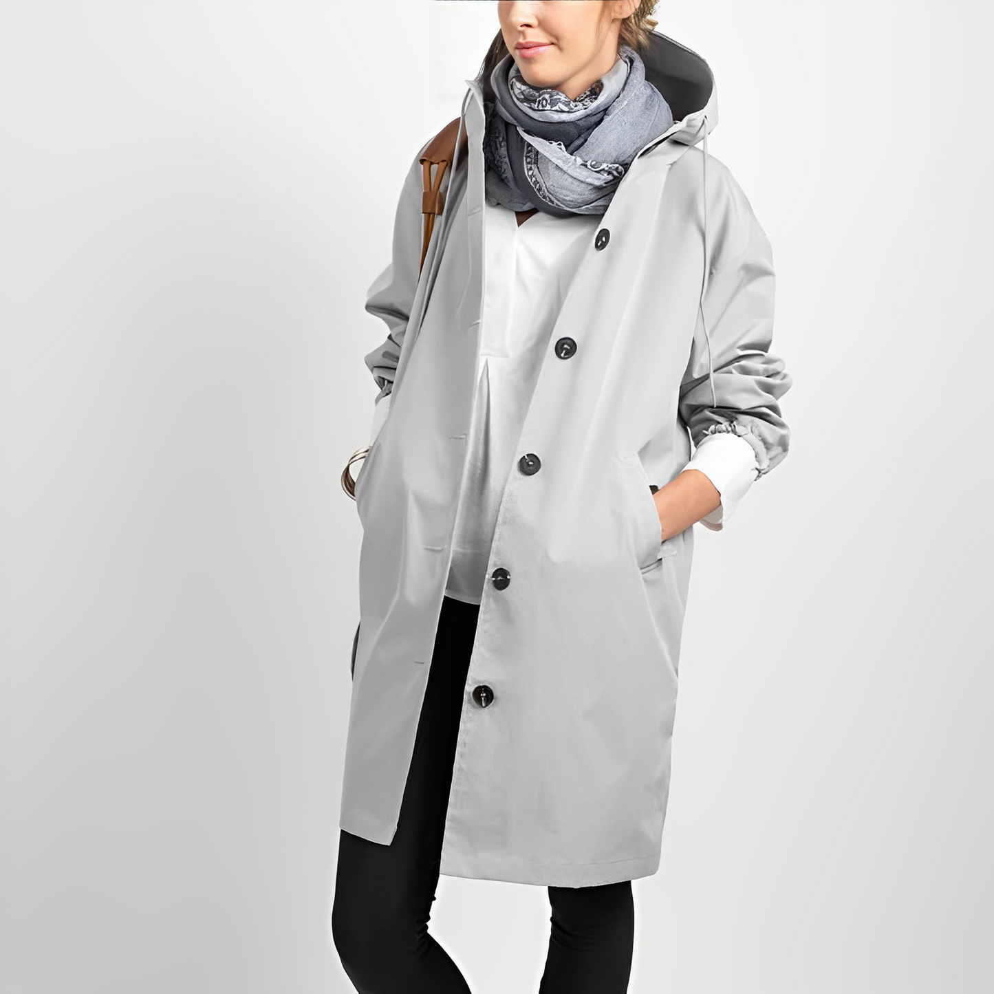 Wasserfeste Knopf-Regenjacke Mit Kapuze Für Damen | Ideal für den Winter