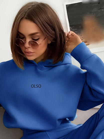 Lässiges Hoodie-Set Mit "Olso"-Print Und Jogginghose Mit Elastischem Bund Für Damen | Ideal für Outdoor-Aktivitäten