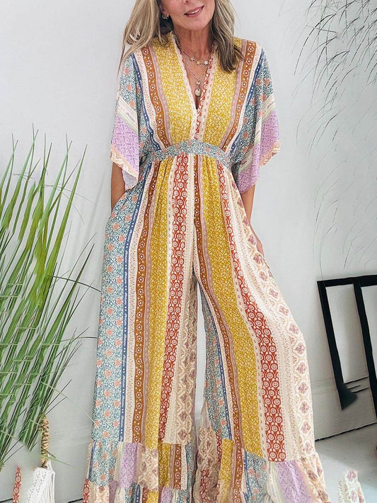 Lilindra - Langes Jumpsuit - Boho - Leinen - Ideal für den Sommer