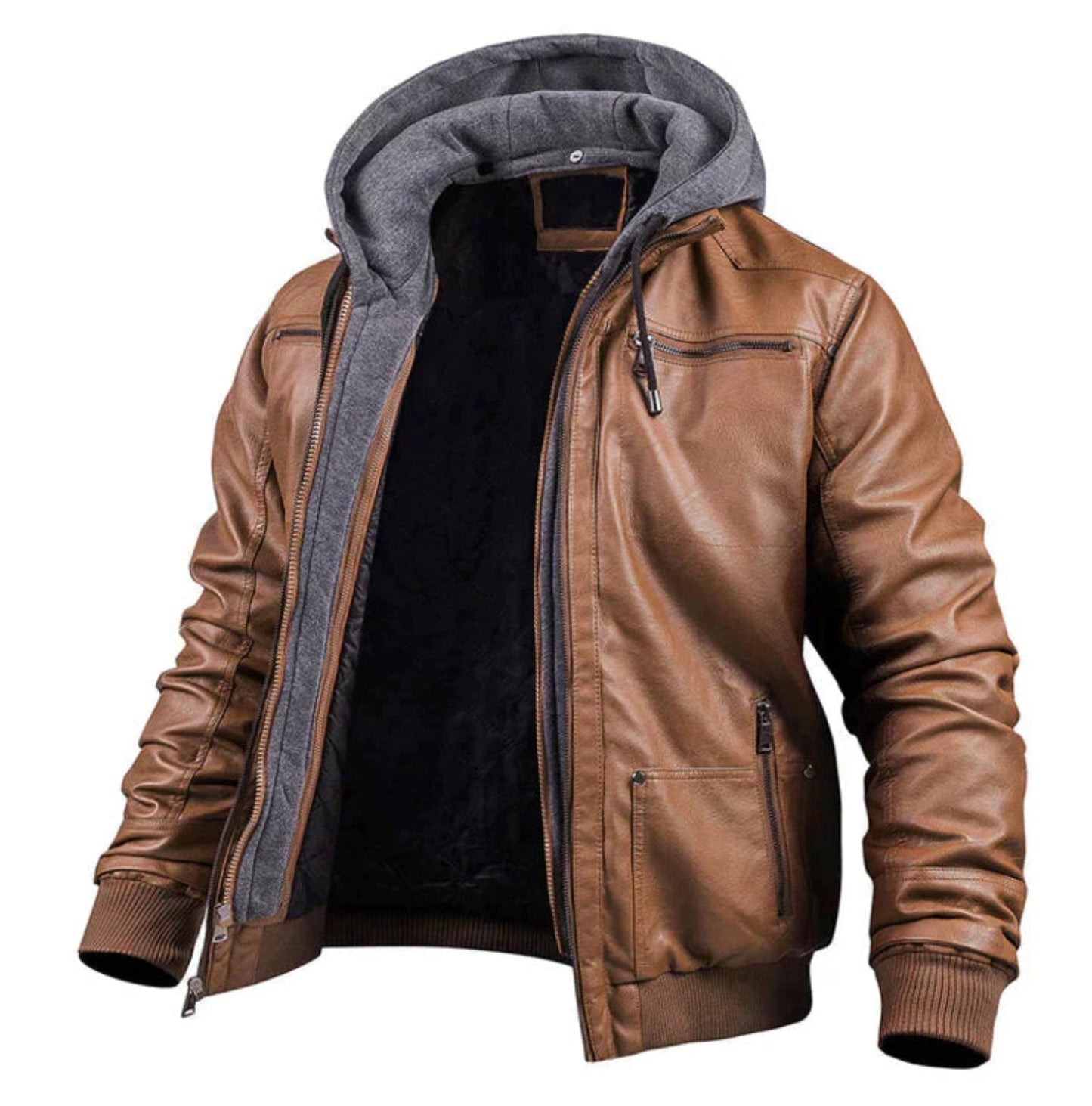 Anthony - Lederjacke mit Kapuze - Chic - Modisch - Ideal für Herbst/Winter