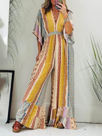 Lilindra - Langes Jumpsuit - Boho - Leinen - Ideal für den Sommer