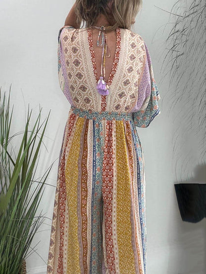 Lilindra - Langes Jumpsuit - Boho - Leinen - Ideal für den Sommer