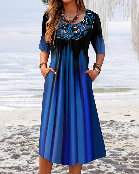 Daphne - Kleid - Elegant - Blau / Hochwertige Materialien / Vielseitiges Design - Alltagstauglich