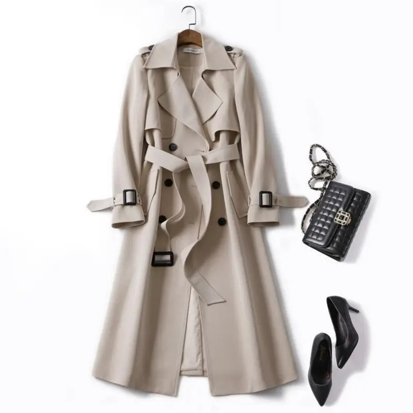 Eleganter Langer Schnür-Trenchcoat für Damen | Ideal für den Winter