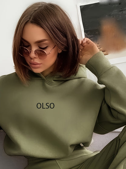 Lässiges Hoodie-Set Mit "Olso"-Print Und Jogginghose Mit Elastischem Bund Für Damen | Ideal für Outdoor-Aktivitäten