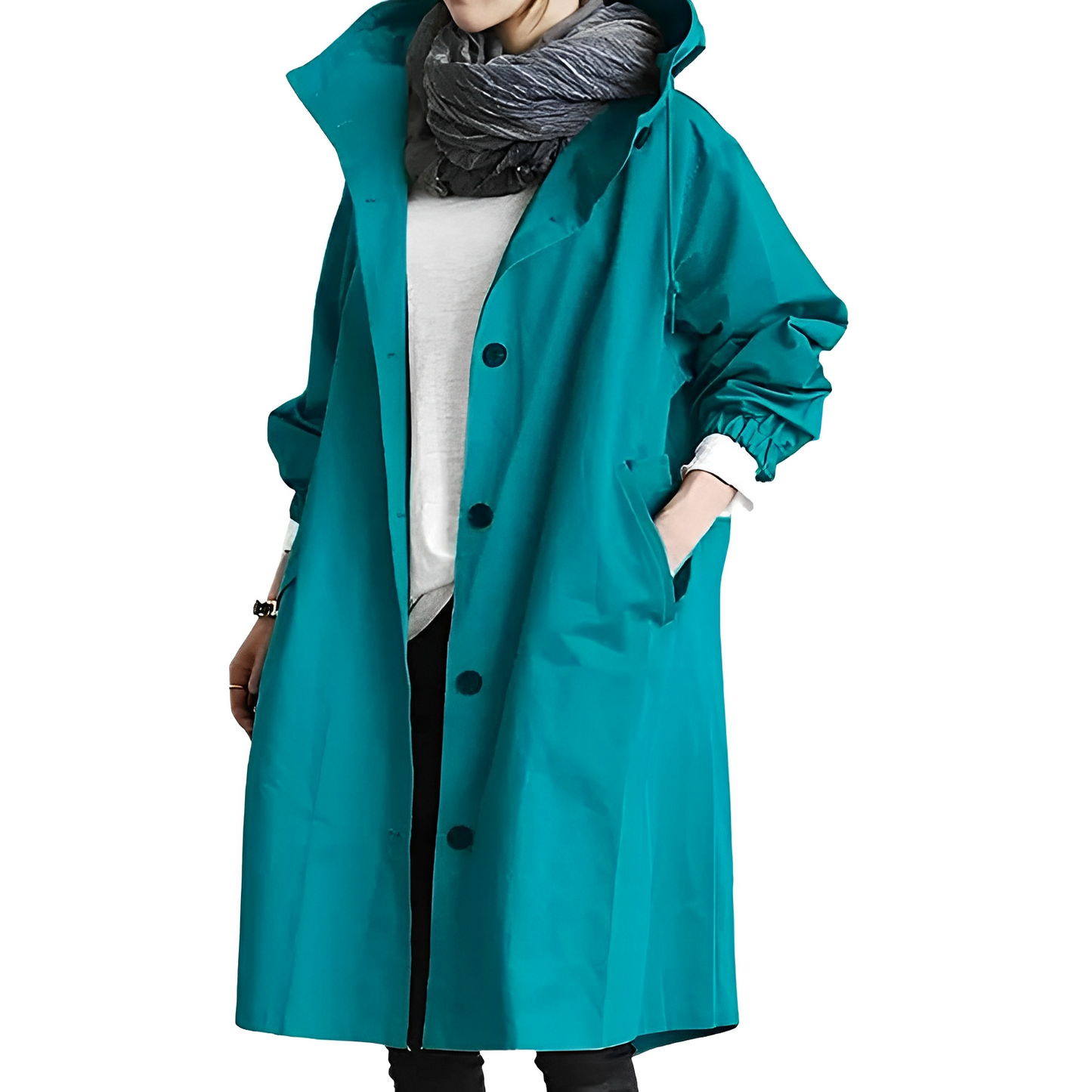 Wasserfeste Knopf-Regenjacke Mit Kapuze Für Damen | Ideal für den Winter