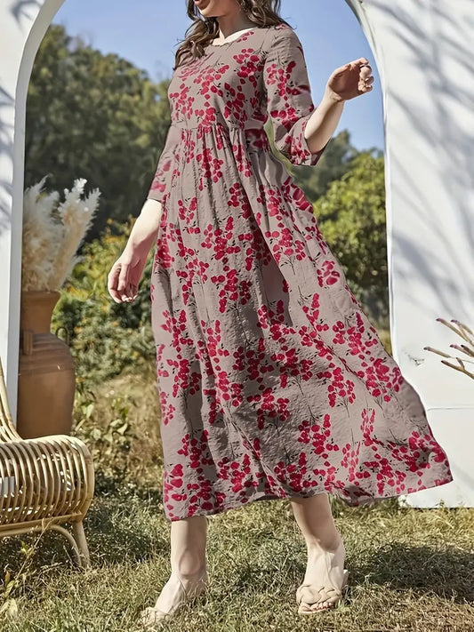 Dorilena - Langes Boho-Kleid mit Blumenmuster