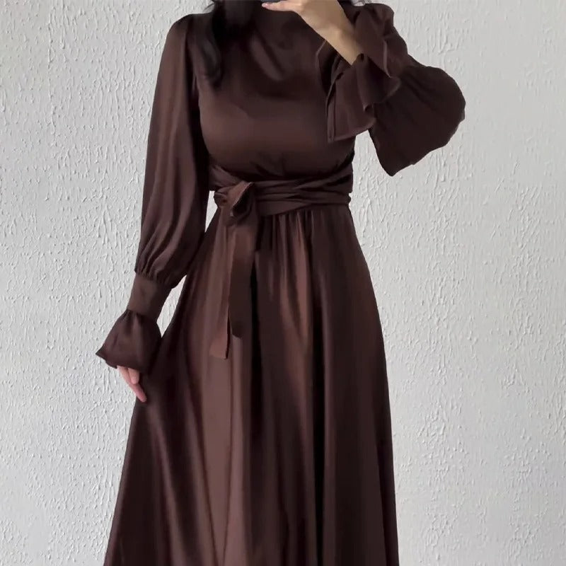 Benigna - Formelles Elegantes Satin Maxi Abendkleid - für Damen | Italienische Look