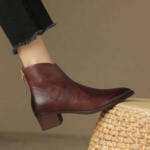 Elegante Stiefeletten mit Absatz im Retro-Stil aus veganem Leder für Damen | Eco-Friendly Materials