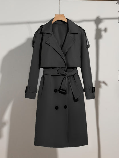 Eleganter Langer Reverskragen Trenchcoat für Damen | Ideal für den Winter