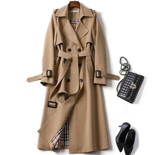 Eleganter Langer Schnür-Trenchcoat für Damen | Ideal für den Winter