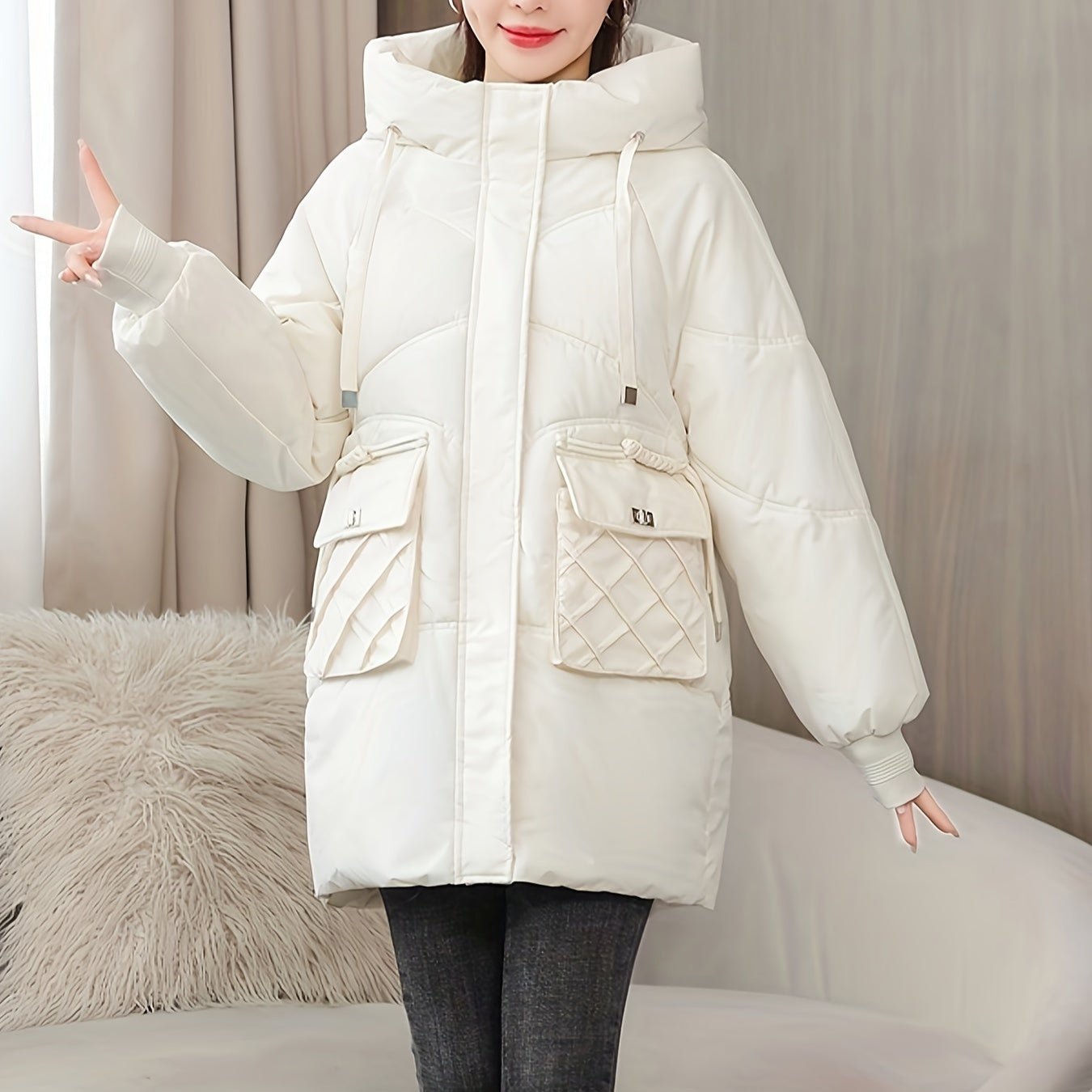 Damen Stylischer Mittellanger Puffer Mantel für Damen | Ideal für den Winter