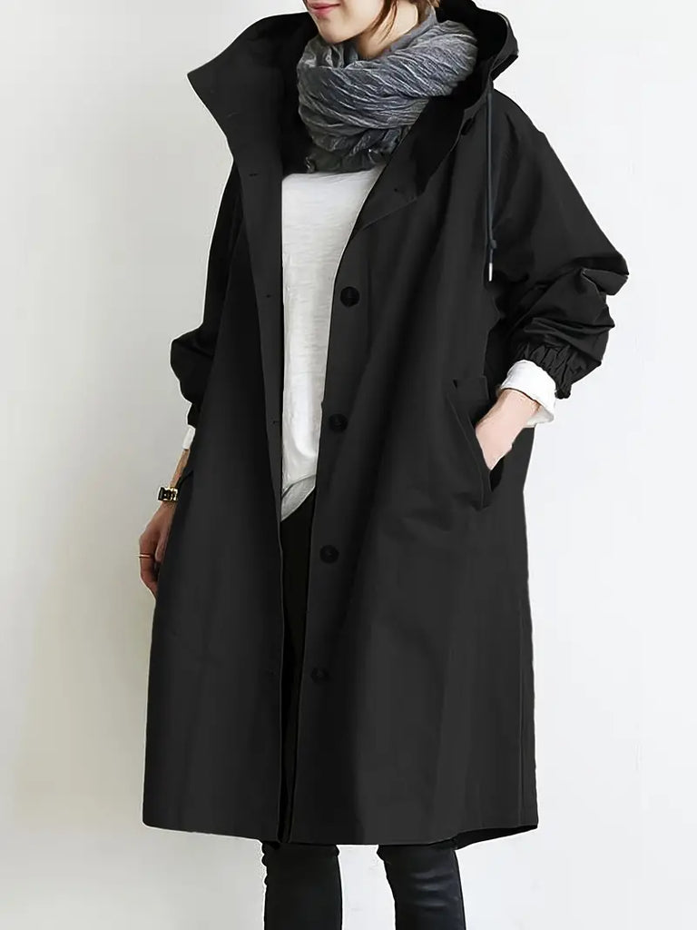 Eleganter Mittellanger Trenchcoat mit Kapuze für Damen | Ideal für den Winter