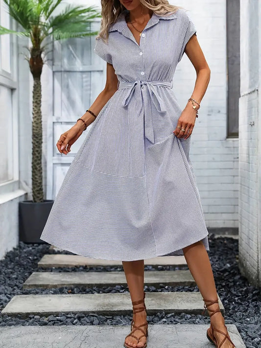 Halcyon - Freizeitkleid - Lässig - Blau gestreift / Vielseitiges Design - Alltagstauglich