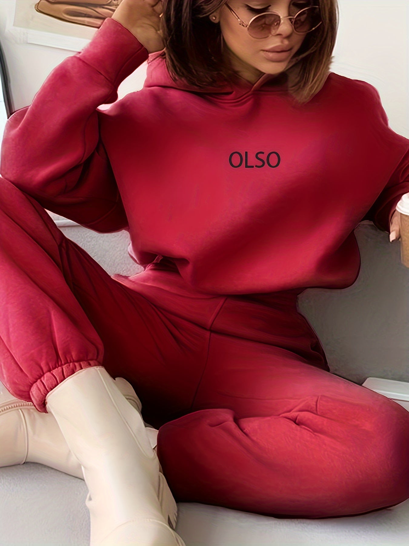 Lässiges Hoodie-Set Mit "Olso"-Print Und Jogginghose Mit Elastischem Bund Für Damen | Ideal für Outdoor-Aktivitäten