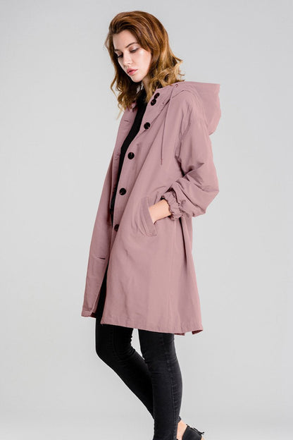 Wasserfeste Oversize Knopf-Regenjacke Mit Kapuze Für Damen | Ideal für den Winter