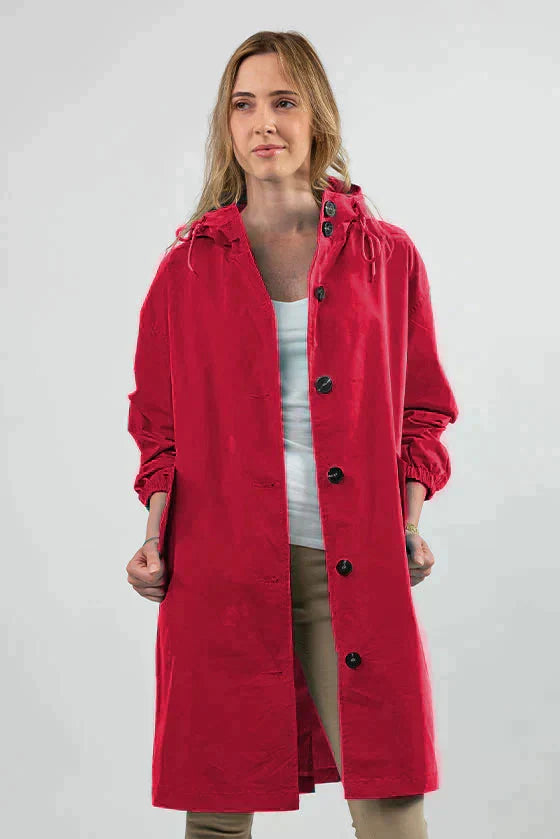 Wasserfeste Oversize Knopf-Regenjacke Mit Kapuze Für Damen | Ideal für den Winter