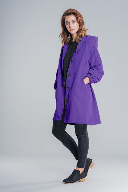 Wasserfeste Oversize Knopf-Regenjacke Mit Kapuze Für Damen | Ideal für den Winter