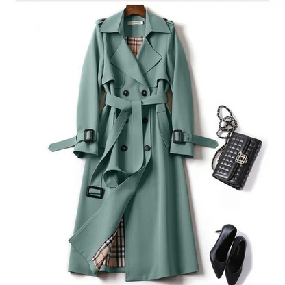 Eleganter Langer Schnür-Trenchcoat für Damen | Ideal für den Winter