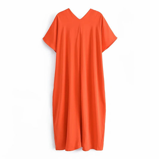 Romilly - Satinkleid - Elegant - Orange / Luxuriöses Material - Ideal für Sommer