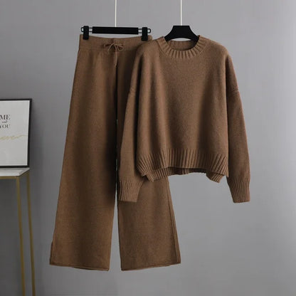 Quinella- Bequemer Oversized-Pullover & weite Strickhose