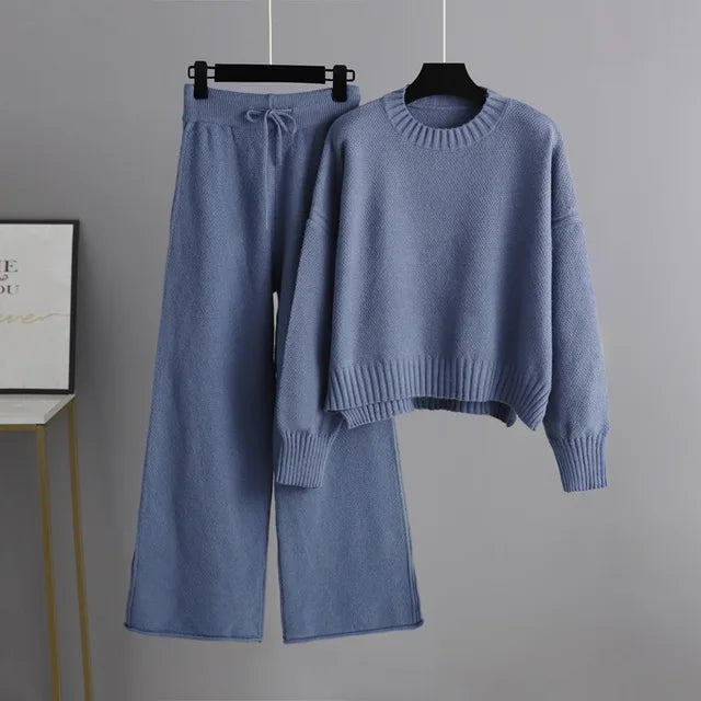 Quinella- Bequemer Oversized-Pullover & weite Strickhose