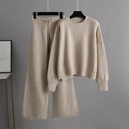 Quinella- Bequemer Oversized-Pullover & weite Strickhose