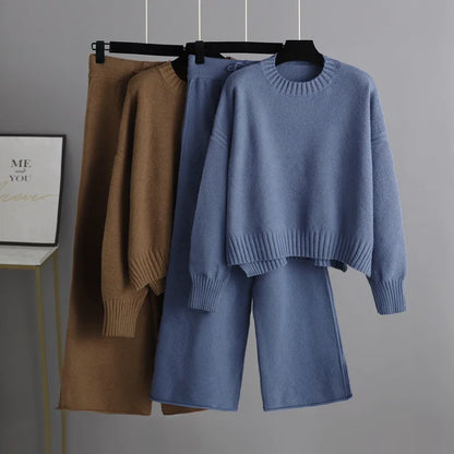 Quinella- Bequemer Oversized-Pullover & weite Strickhose