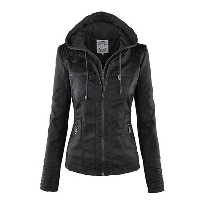 Candace - Lederjacke mit Kapuze - Chic - Modisch - Ideal für Herbst/Winter