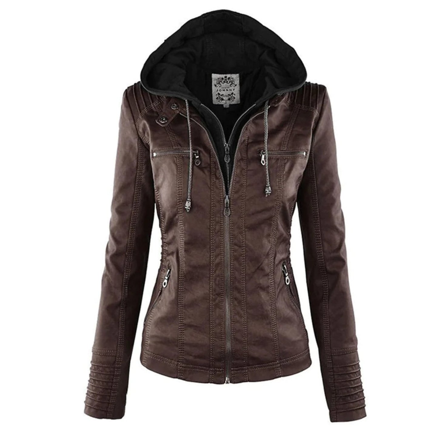 Candace - Lederjacke mit Kapuze - Chic - Modisch - Ideal für Herbst/Winter