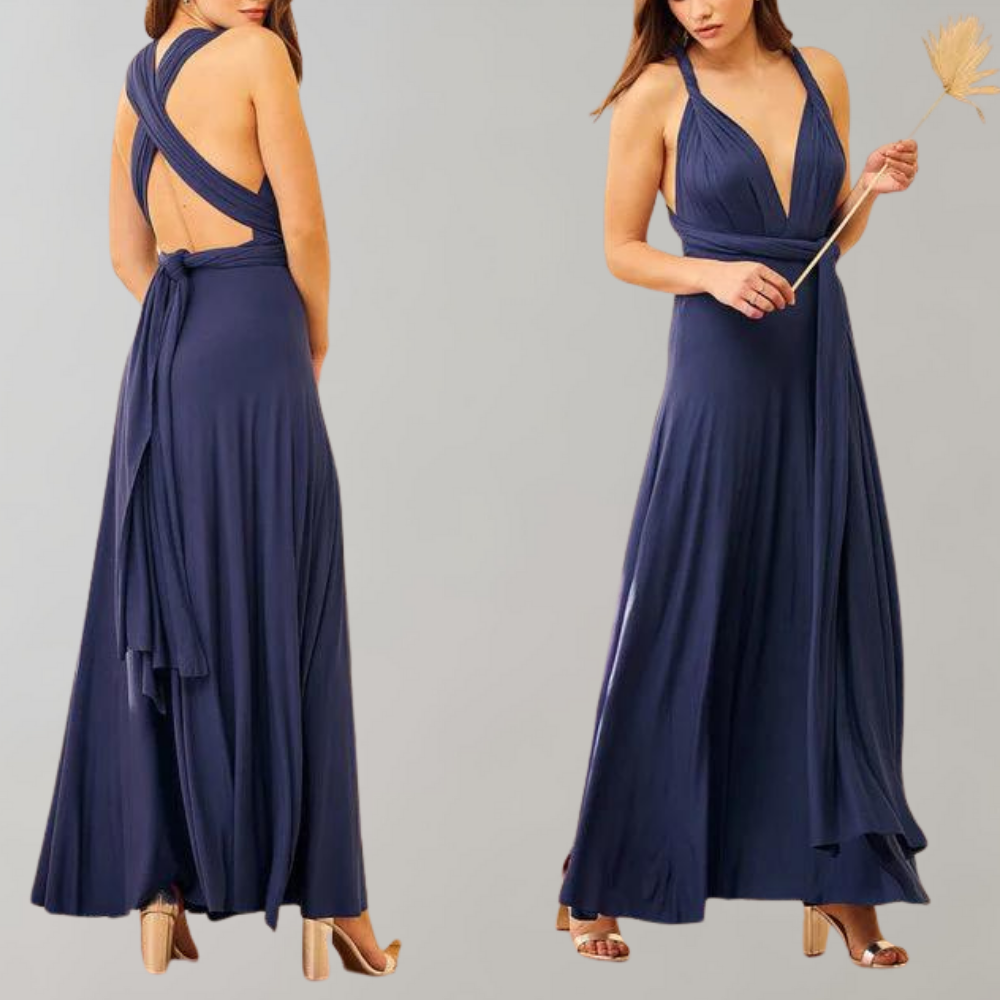 Ethel - Damen Sommer Elegantes Schickes Ärmelloses Wickel-Maxikleid