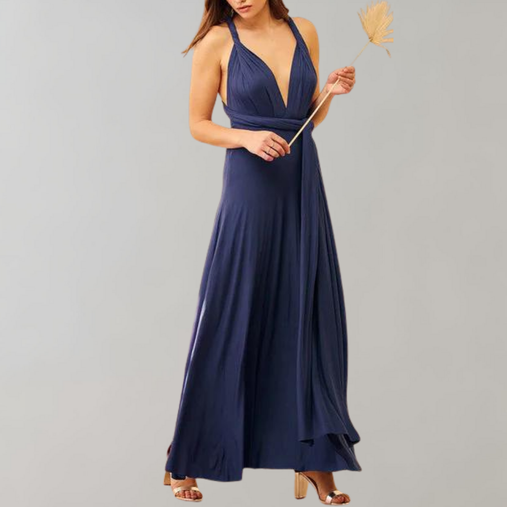 Ethel - Damen Sommer Elegantes Schickes Ärmelloses Wickel-Maxikleid