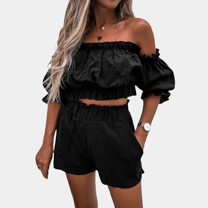 Yara - Off-Shoulder-Top und kurze Hose im Set