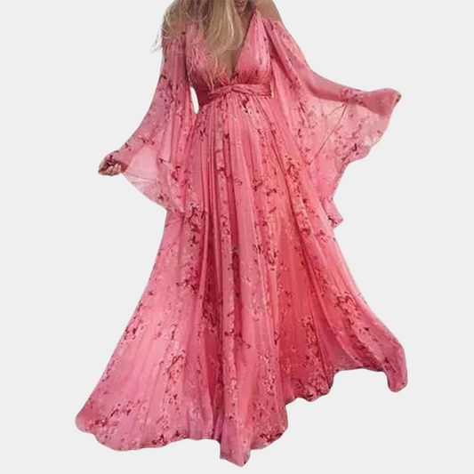 Klair - Maxikleid - Elegant - Rosa Materialien / Blumendruck / Saisonkollektion - Ideal für Frühling