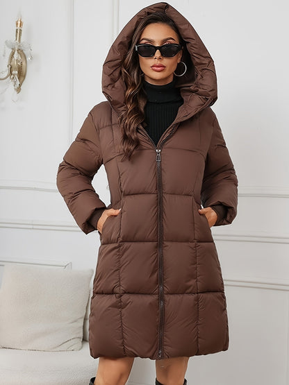 Schicker Mid-Länge Kapuzen Steppmantel für Damen | Ideal für den Winter