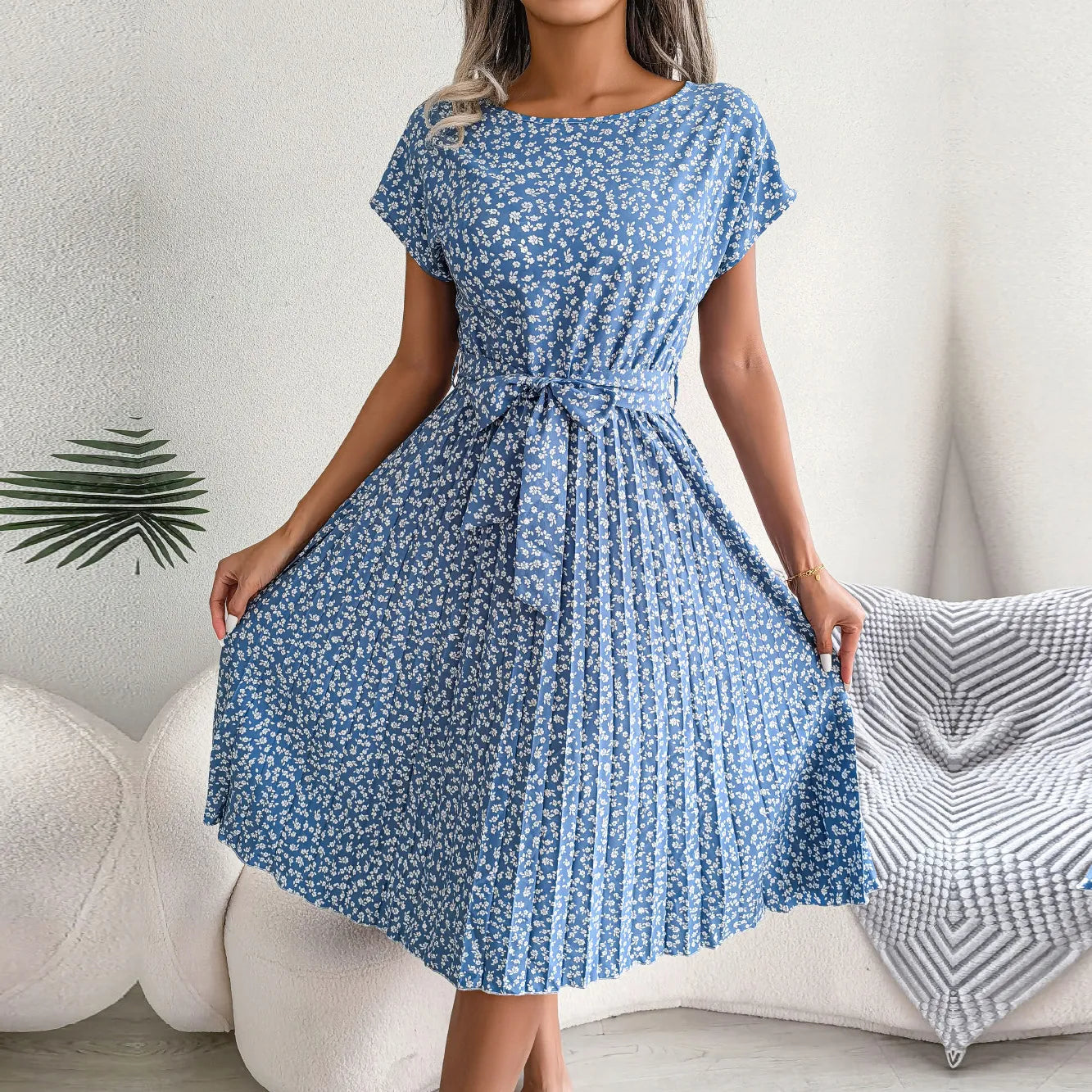 Orlinna - Midikleid mit Blumendruck - Lässig - Einzigartiger Druck - Ideal für den Sommer