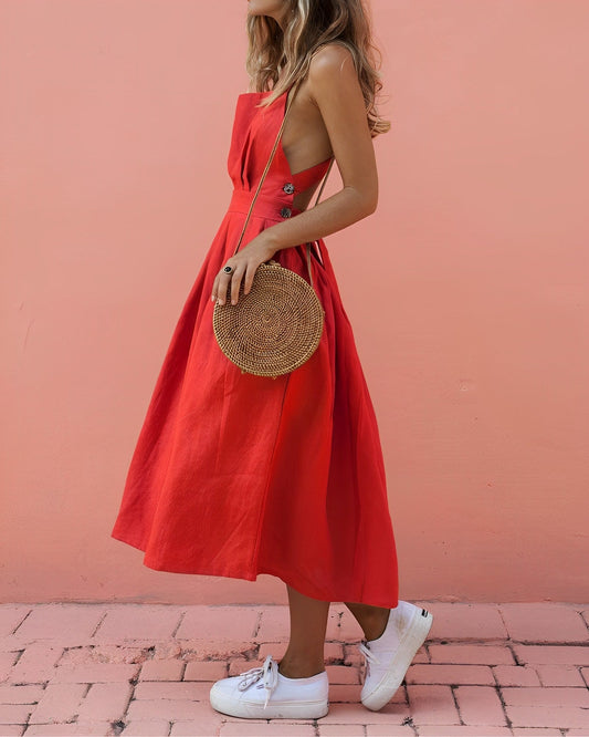 Una - Sommerkleid - Schick/Elegant - Rot / Vielseitiges Design - Ideal für Sommer