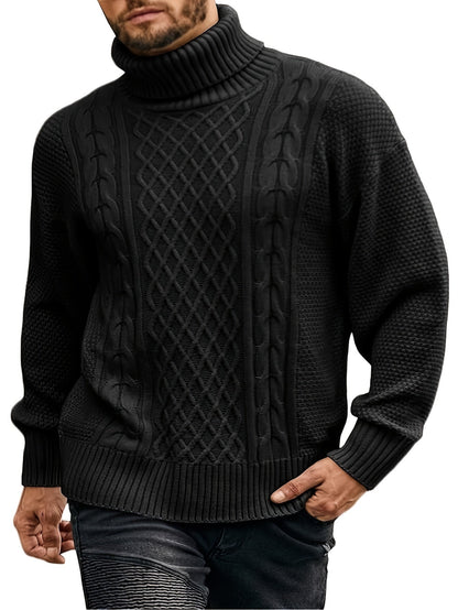 Eleganter Kabel-Strickrollkragenpullover Für Herren | Ideal für den Winter