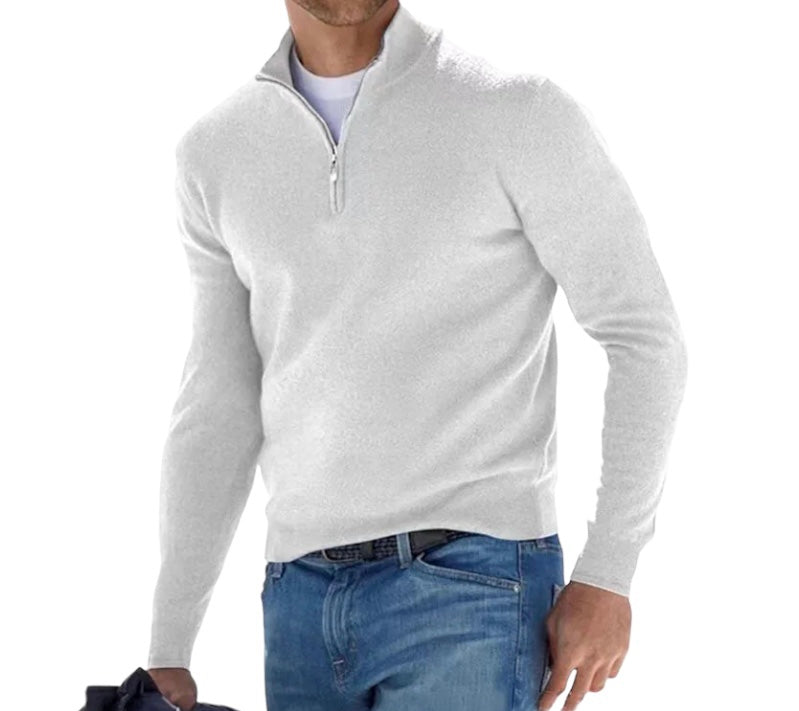 Lässiger Einfarbiger Halb Reißverschluss Strickpullover für Herren  | Ideal für den Winter