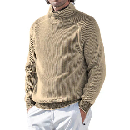 Warmer Gestreifter Turtleneck Wollpullover für Herren | Ideal für den Winter