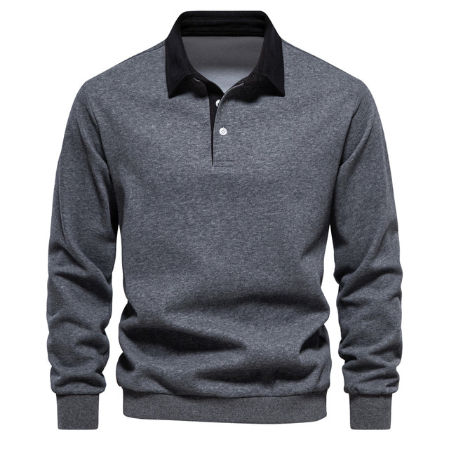 Lässiger Polokragen Strickpullover mit Knöpfen für Herren | Ideal für den Winter