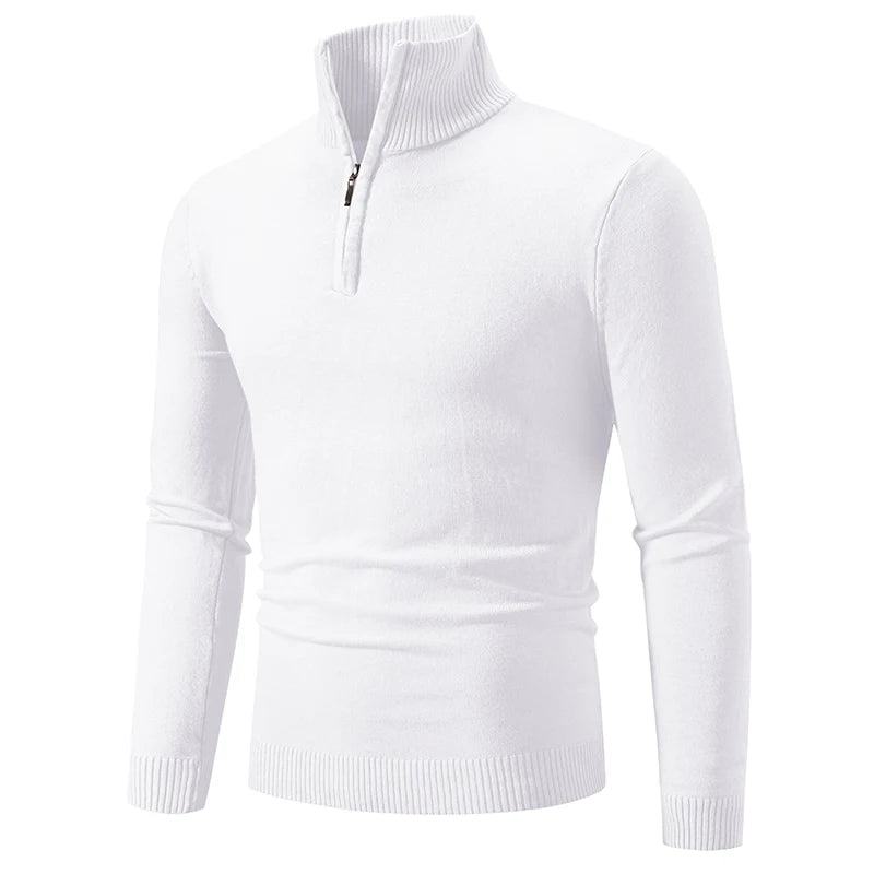 Lässiger Slim Fit Viertel Reißverschluss Pullover mit Elastischem Kragen für Herren | Ideal für den Winter