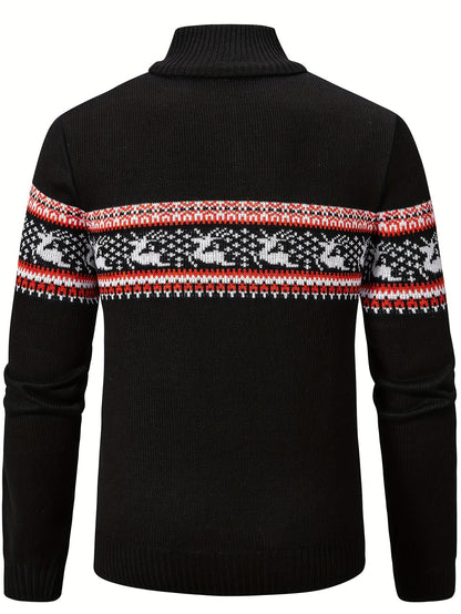 Lässiger Warmer Strick Viertel Reissverschluss Pullover für Herren | Ideal für den Winter