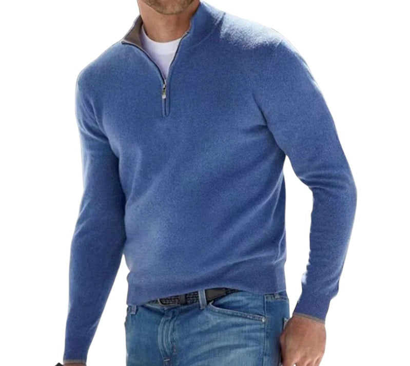 Lässiger Einfarbiger Halb Reißverschluss Strickpullover für Herren  | Ideal für den Winter