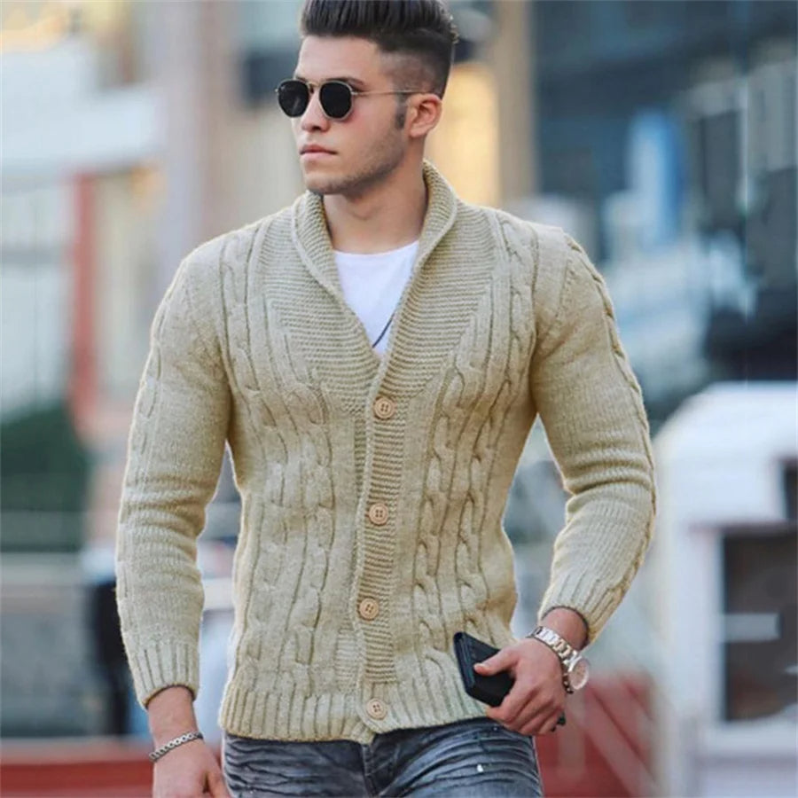 Lässiger Slim Fit Strick Cardigan mit Knöpfen für Herren | Ideal für den Winter