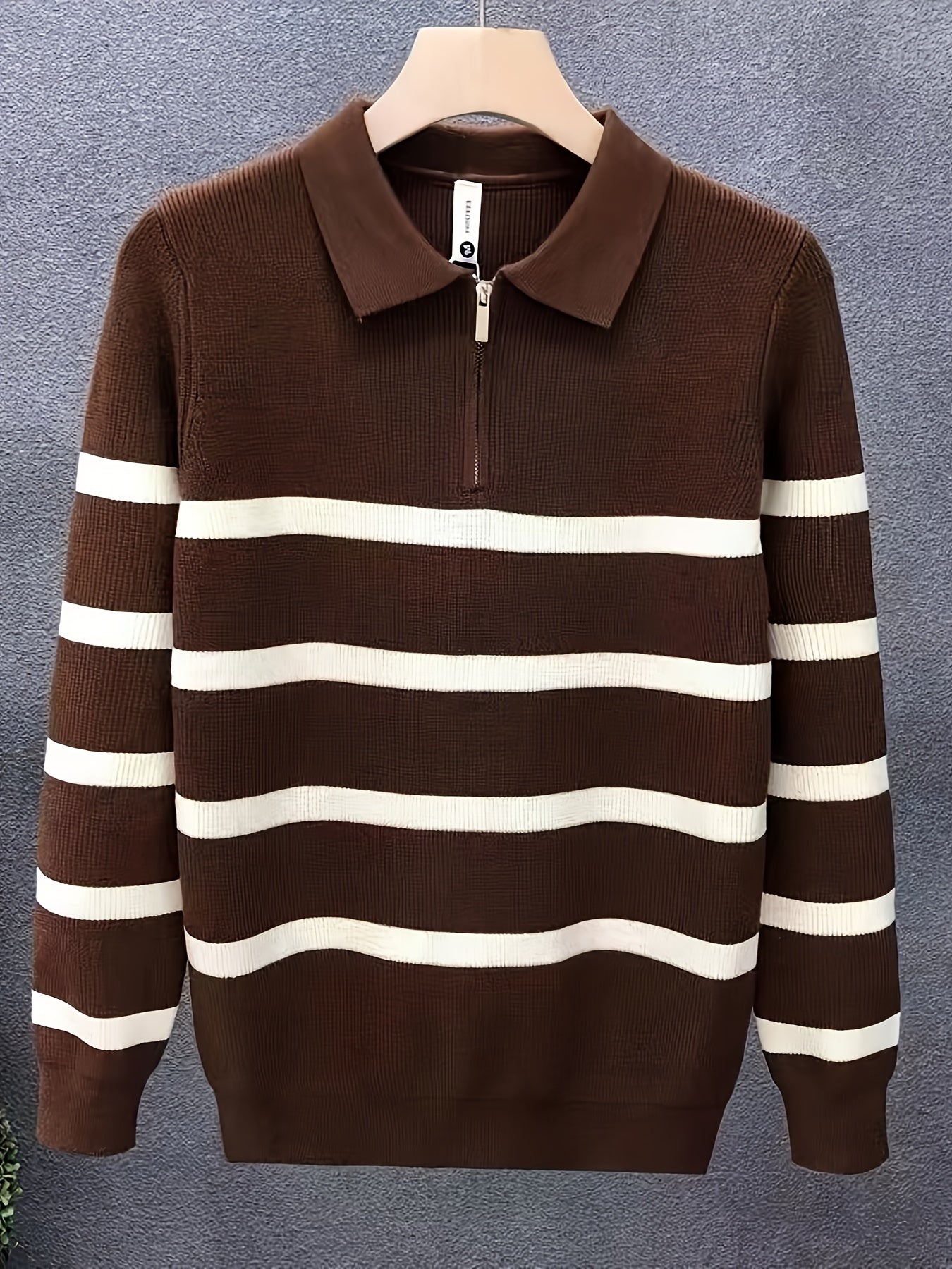 Klassischer Gestreifter Strickpullover mit Reißverschluss für Herren | Ideal for Winter