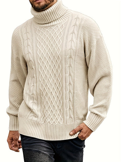 Eleganter Kabel-Strickrollkragenpullover Für Herren | Ideal für den Winter