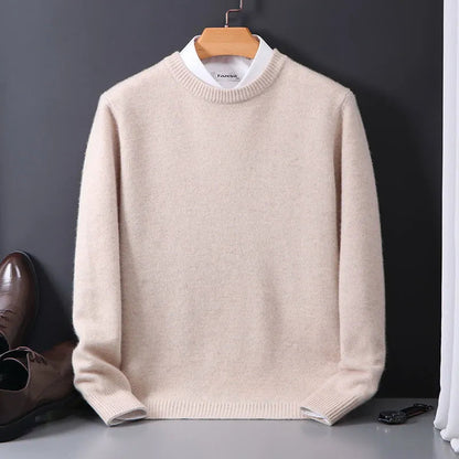 Eleganter Kaschmir Einfarbiger Strickpullover für Herren | Ideal für den Winter