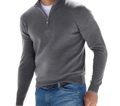 Lässiger Einfarbiger Halb Reißverschluss Strickpullover für Herren  | Ideal für den Winter