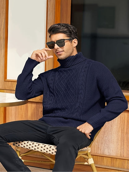 Eleganter Kabel-Strickrollkragenpullover Für Herren | Ideal für den Winter